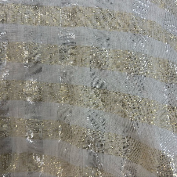 J. Crew Metallic Striped Silver/Gold Popover Blouse Size 4 - Picture 6 of 12